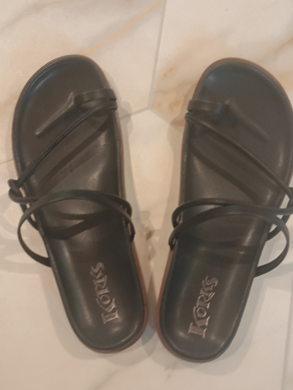 Korks Black Strappy Sandals